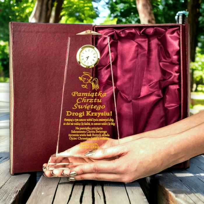 Pamiątka chrztu z zegarem w etui — zdjęcie 6