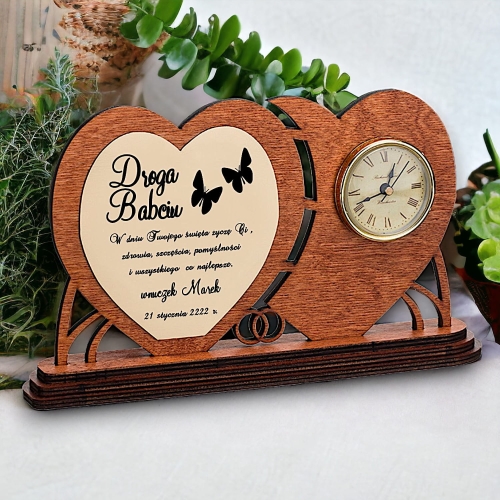 Grawerowany zegar prezent na dzień babci i dziadka upominek dla dziadków 2024 - dowolny grawer w cenie 