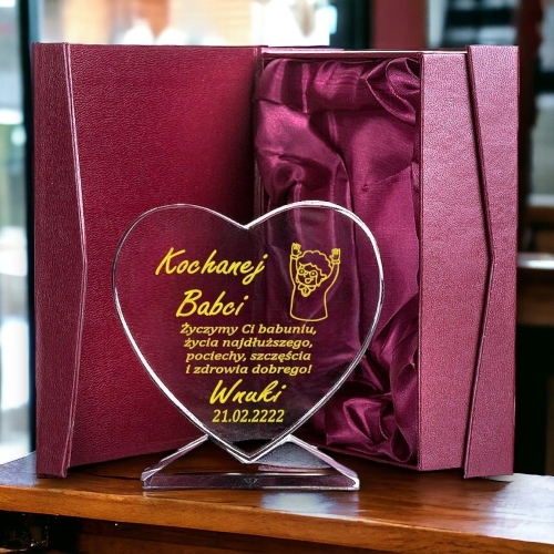 Prezent na Dzień Babci ekskluzywny kryształ z dowolną Twoją dedykacją 
