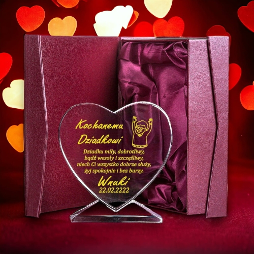 Ładny Prezent na Dzień Dziadka ekskluzywne serce z dowolną Twoją dedykacją