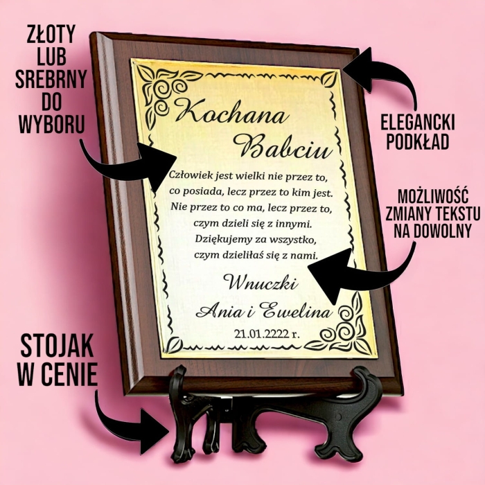 Grawerowany dyplom na Dzień Babci — zdjęcie 2