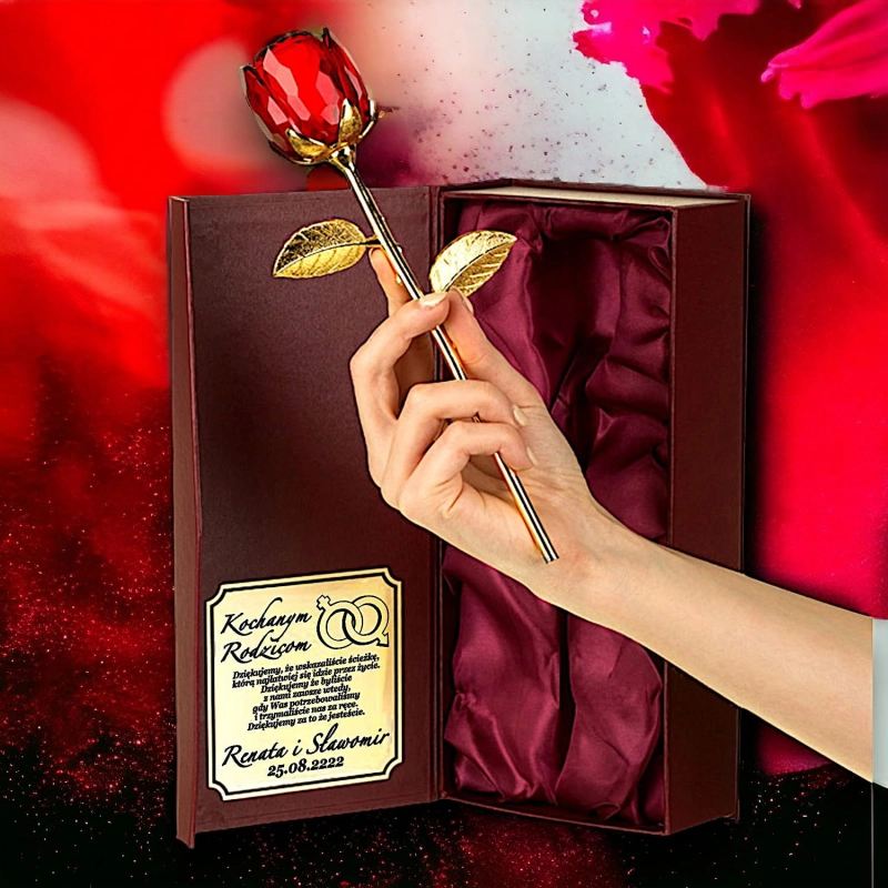 Personalizowana Bordowa Róża w Etui – Pamiątka dla Rodziny Rodziców Mamy Taty na Wesele Ślub 0268W07b.jpg