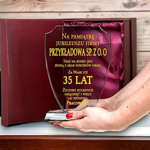 Szklany dyplom tarcza na rocznicę firmy — zdjęcie 5