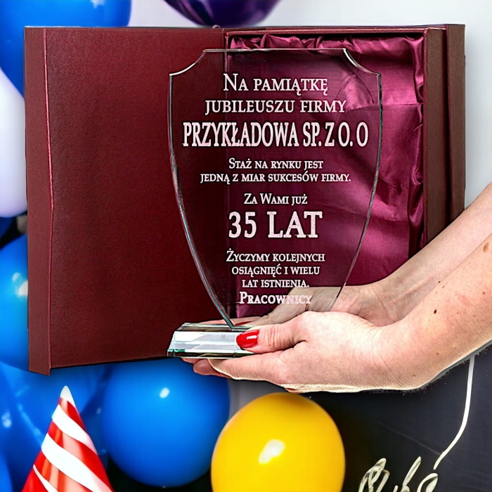 Szklany dyplom tarcza na rocznicę firmy — zdjęcie 6