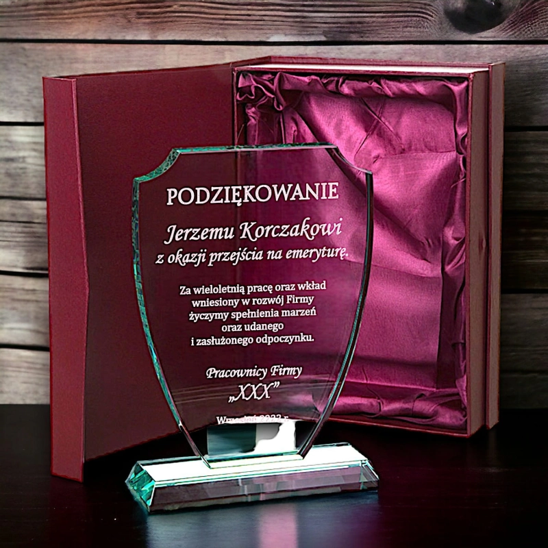 Piękna Tarcza Dyplom Statuetka z okazji przejścia na emeryturę dla Pracownika Pracownicy Managera Kierownika Dyrektora Nagroda za Osiągnięcia  0276W49d.jpg