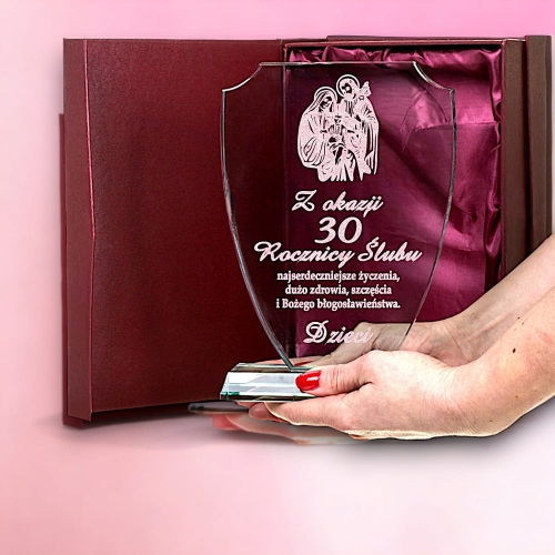 Prezent z okazji 5 10 15 20 25 30 35 40 45 50 55 60 Rocznicy Ślubu Jubileuszu dla Rodziców Dziadków Znajomych Grawerowana Święta Rodzina - Tarcza Dyplom Statuetka 0276W52d.jpg
