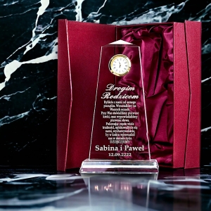 Kryształowe podziękowanie na Ślub Wesele dla Rodziców z pięknym zegarkiem - dowolny grawer w cenie 0223W03d.jpg