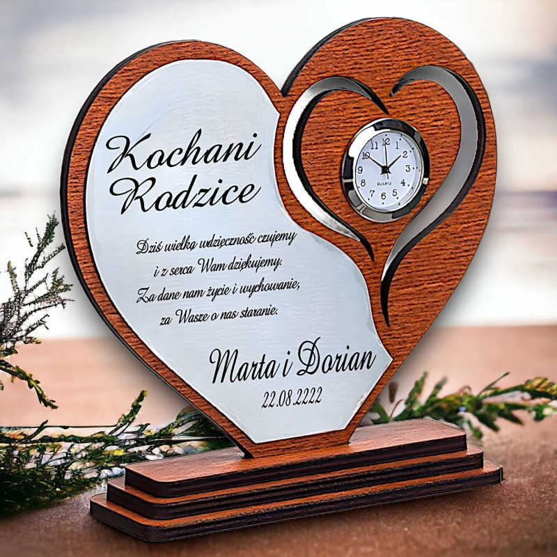 Elegancka statuetka serce - zegar zdjęcie podziękowanie dla Rodziców Świadków Ślub Wesele 0184AW02b.jpg