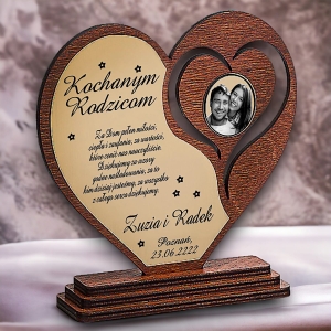 Statuetka w kształcie serca zegar zdjęcie - podziękowanie Ślub Wesele Rocznica - własny grawer w cenie 0184BW06b.jpg