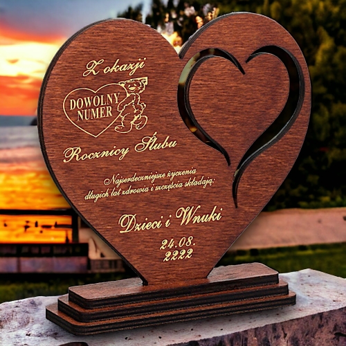 Śliczna statuetka Prezent z okazji Rocznicy Ślubu - wysoka jakość zegar zdjęcie - 10 25 40 50 60 dowolny grawer w cenie 0184CW10b.jpg