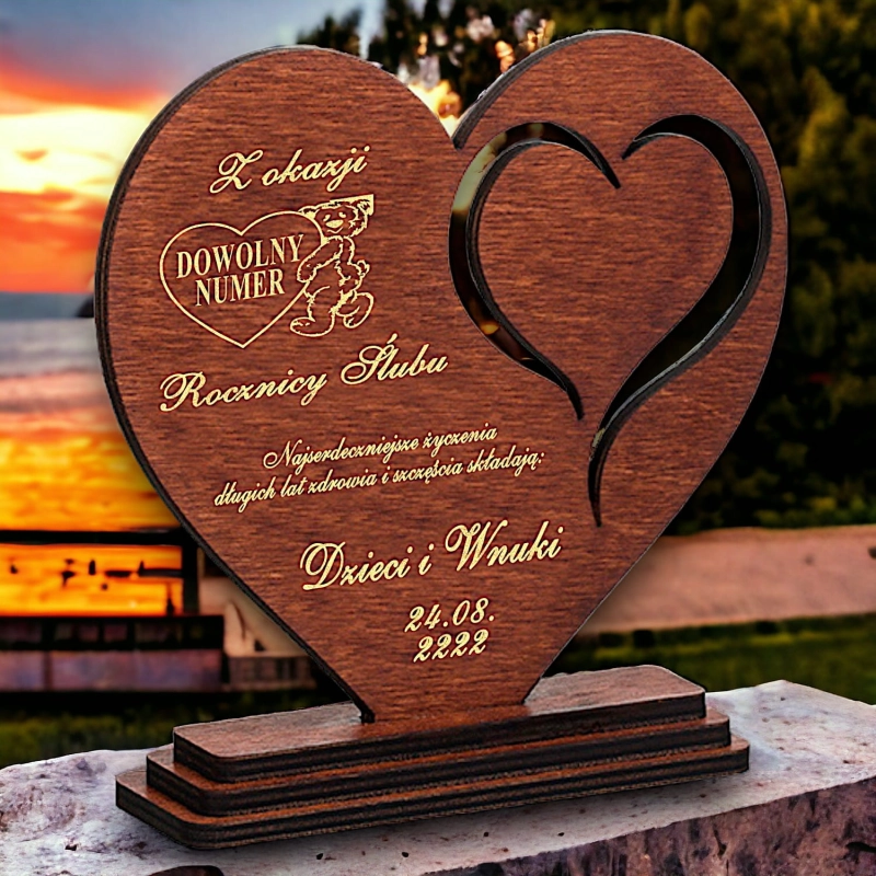 Śliczna statuetka Prezent z okazji Rocznicy Ślubu - wysoka jakość zegar zdjęcie - 10 25 40 50 60 dowolny grawer w cenie 0184CW10b.jpg