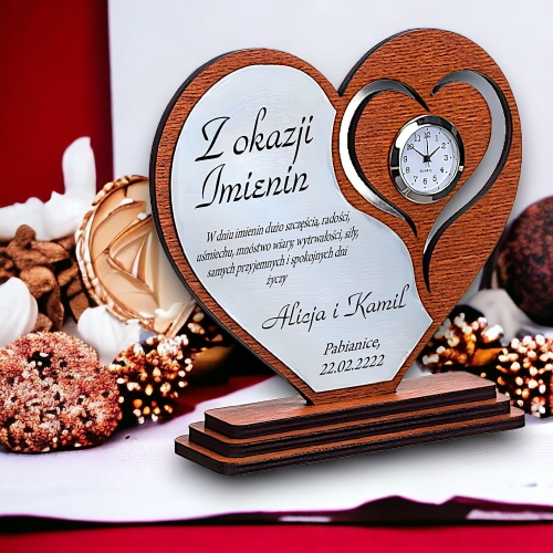 Piękna statuetka serce na Imieniny Urodziny dla Mamy Taty Przyjaciela Kolegi Koleżanki - zegar zdjęcie dowolny grawer w cenie