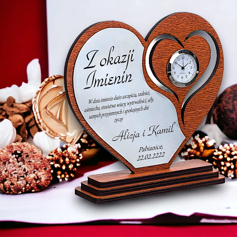 Piękna statuetka serce na Imieniny Urodziny dla Mamy Taty Przyjaciela Kolegi Koleżanki - zegar zdjęcie dowolny grawer w cenie 0184AW24b.jpg