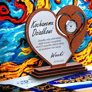 Statuetka Serce piękny prezent na Dzień Dziadka Babci - Rocznica Ślubu podziękowanie - zegar dowolny grawer 0184AW34b.jpg