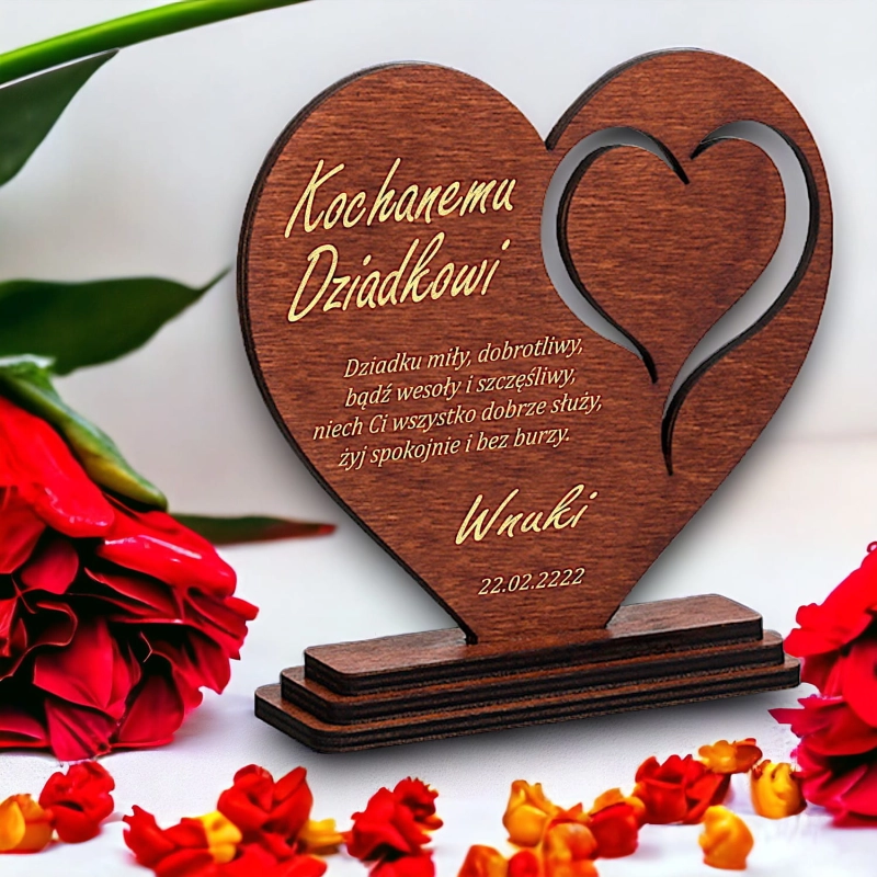 Statuetka Serce piękny prezent na Dzień Dziadka Babci - Rocznica Ślubu podziękowanie - zegar dowolny grawer 0184CW34b.jpg
