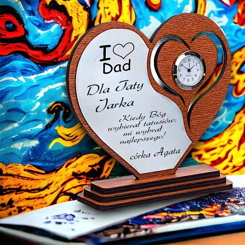 Elegancki Prezent Upominek dla Taty - Dzień Ojca Podziękowanie - dowolny grawer zdjęcie zegar