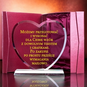 Grawerowane Serce ze Szkła - Ekskluzywny Prezent  na dowolną okazję z dowolnym grawerem dla Twoich bliskich czy firmy.