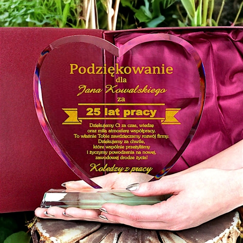 Eleganckie Podziękowanie z okazji Jubileuszu Pracy Emerytura - Wyróżnienie za lata Pracy dla Pracownika Partnera Biznesowego - Dowolny Grawer w CENIE 