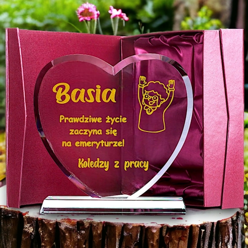 Wyraz wdzięczności - podziękowanie za pracę dla pracownicy koleżanki z pracy - serce grawerowane dl wyjątkowej osoby