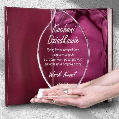 Duże 26 cm podziękowania dla Dziadków na Ślub Wesele Dzień Babci i Dziadka - szykowny i okazały prezent z etui
