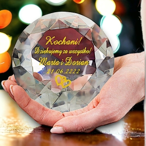 Kryształ Diament Podziękowania dla Rodziców na Ślub Wesele Upominek Grawerowany z Etui  0320W01b.jpg