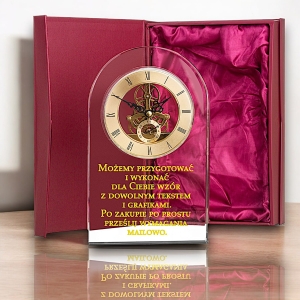 Piękny kryształowy zegar statuetka trofeum statuetka na każdą okazję grubości aż 4 cm. Dowolny grawer w cenie oraz piękne sztywne etui prezentowe. Może służyć jako ekskluzywny upominek biznesowy. Dostępny tylko w Dekoprint.pl 0329W00c.jpg