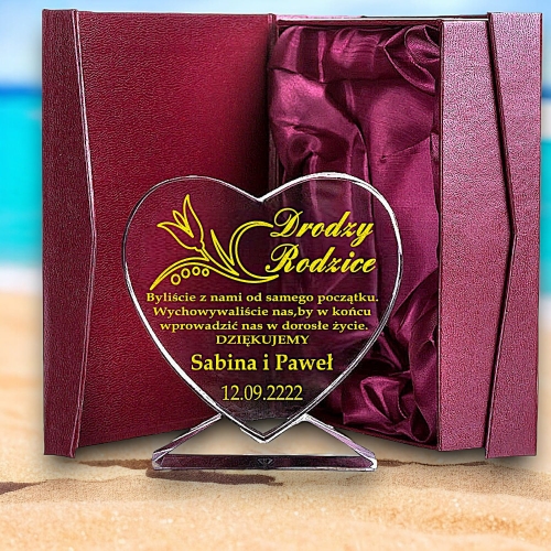 Statuetka Serce piękny prezent dla Rodziców - Rocznica Ślubu podziękowanie Ślub Wesele - dowolny grawer