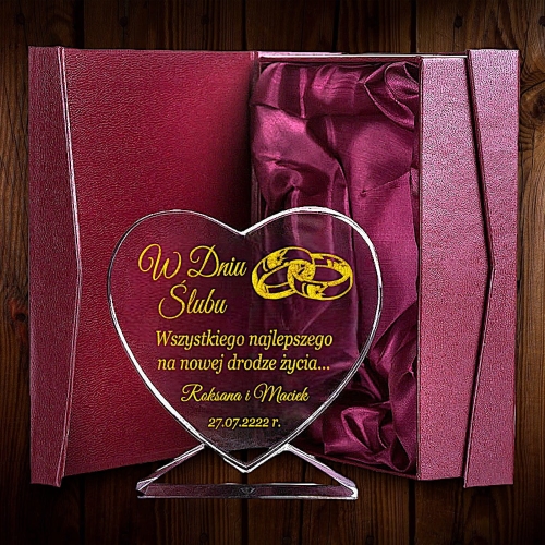 Prezent w dniu ślubu od Babci Dziadka Rodziców  dla Państwa Młodych Nowożeńców - WIECZNE SERCE z Twoim Grawerem