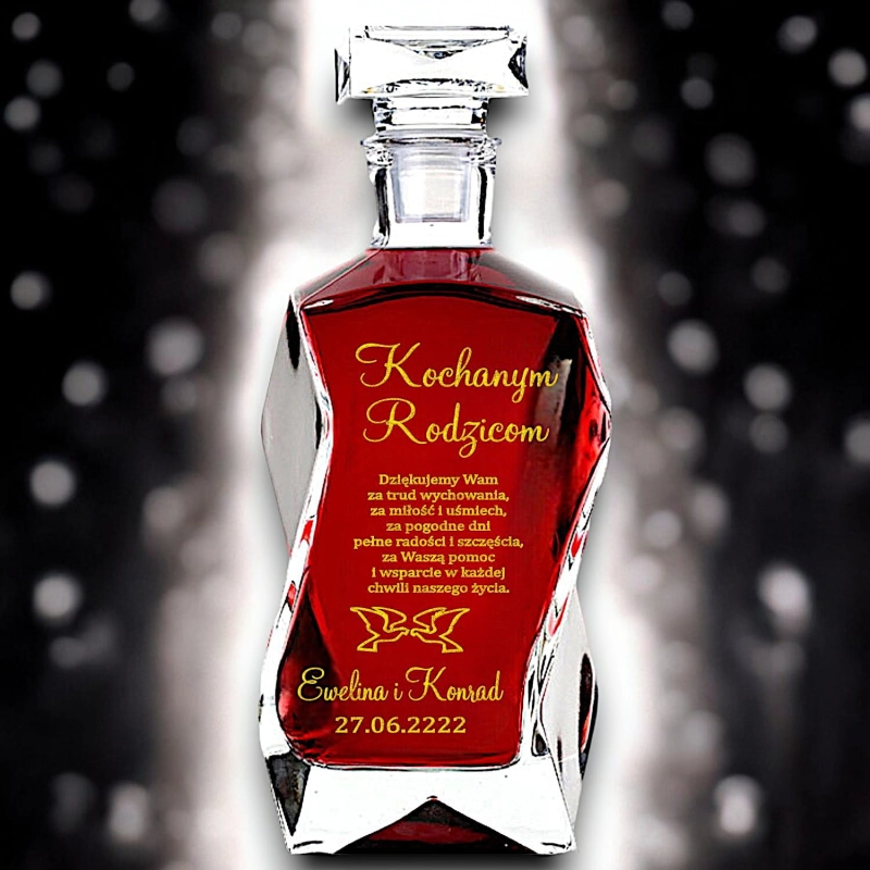 Elegancka karafka butelka z grawerem na Whiskey Whisky Likier Alkohol - Podziękowanie dla Mamy Taty na Wesele Upominek Podarunek z Klasą i Szykiem 0144W05b.jpg