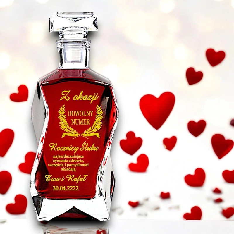 Piękna karafka butelka z grawerem na Whiskey Whisky Wódkę Likier Alkohol  Prezent na 1-99 Rocznicę Ślubu Jubileusz  Złote Srebrne Gody 0144W10b.jpg
