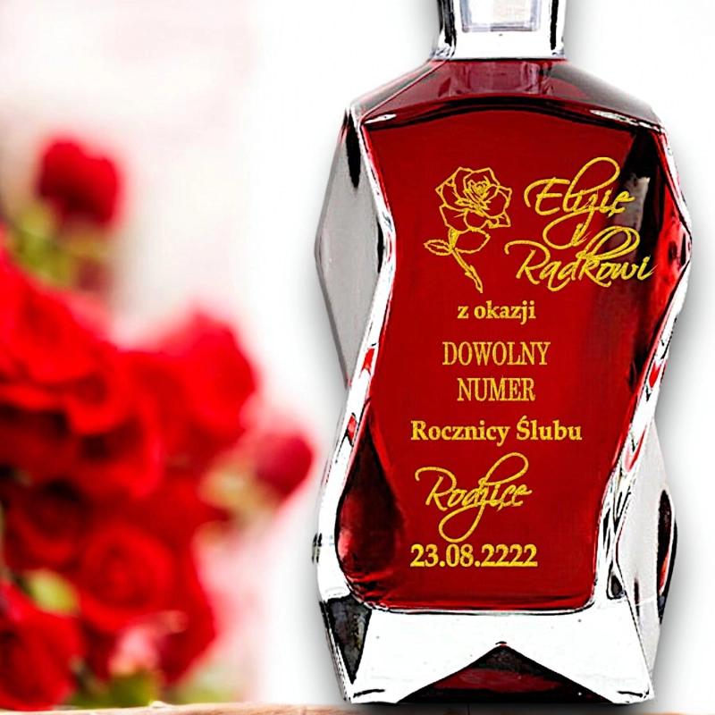 Jaki prezent na Rocznicę Ślubu dla Znajomych Przyjaciół? Karafka Grawerowana na alkohol whiskey whisky wódkę likier w pięknym zestawie 0144W12b.jpg