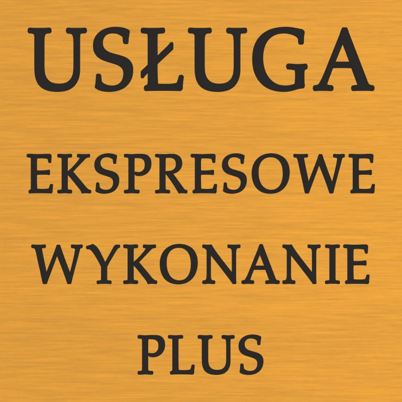 Ekspresowe wykonanie PLUS - NATYCHMIAST!