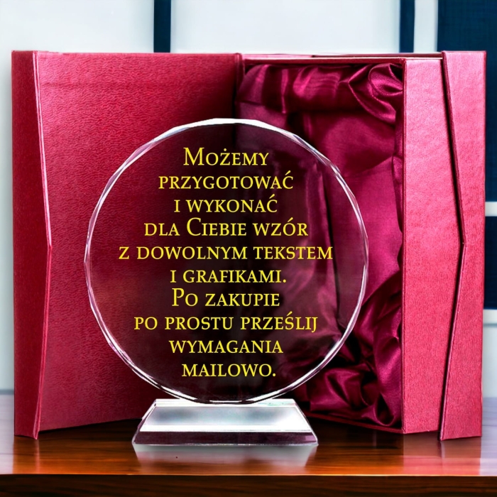 Okrągły kryształ z etui upominek — zdjęcie 4