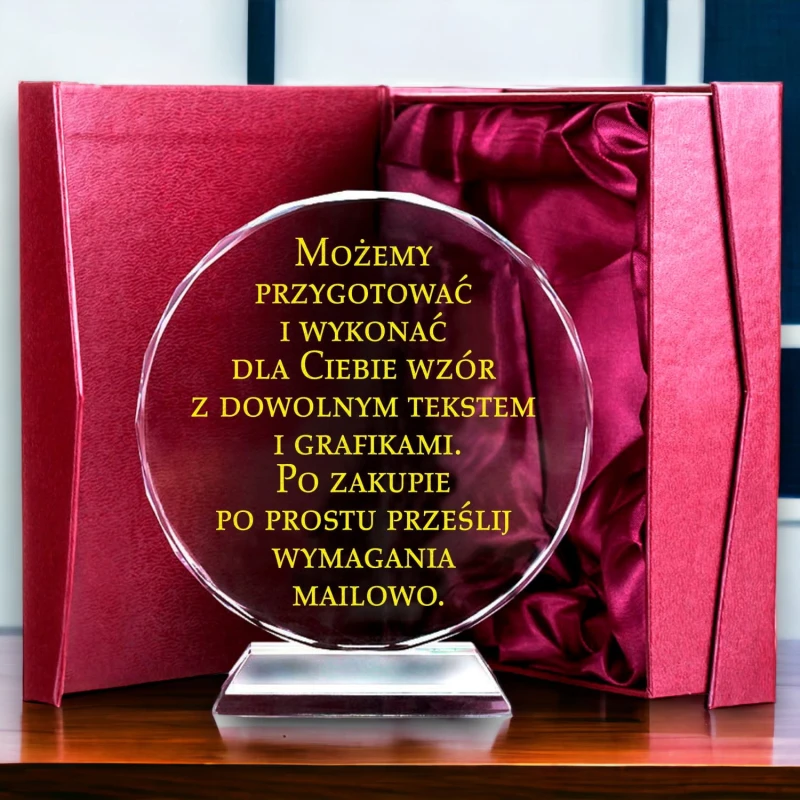 Grawerowany kryształ okrągły prezent dla rodziców wesele ślu — zdjęcie 4