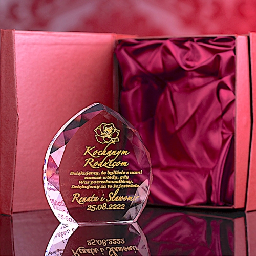 Grawerowany kryształ Łezka prezent podziękowania dla rodziców 18 20 25 30 35 40 45 50 55 60 65 70 75 80 85 90 95 100 urodziny