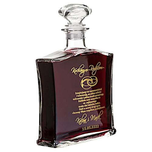Ekskluzywna grawerowana karafka ze złoceniem na Alkohol Whiskey Whisky Likier Nalewkę Prezent na 18 25 30 35 40 45 50 55 60 65 70 75 80 85 90 95 100 urodziny dla Mamy Taty Babci Dziadka Seniora Kolegi Koleżanki Przyjaciela 0196c.jpg