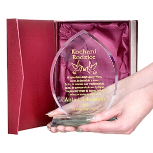 Szklana statuetka Płomień z etui podziękowania dla rodziców prezent na 1-99 urodziny chrzest rocznicę ślubu jubileusz etui w cenie ( 0235i.jpg
