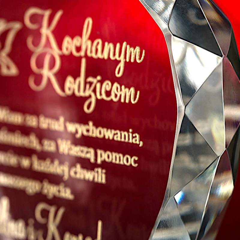 Grawerowana statuetka kryształ serce na kolumnie prezent na 1-99 urodziny rocznicę ślubu złote srebrne perłowe kryształowe rubinowe diamentowe dębowe kamienne gody jubileusz 0260i.jpg