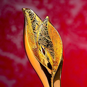 Złoty Liść Statuetka Trofeum Sportowe Elegancki Prezent Upominek Biznesowy ETUI W CENIE 0293c.jpg