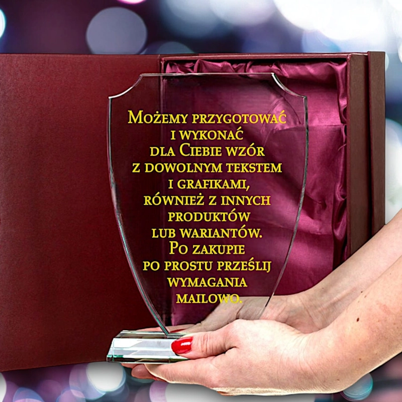 Tarcza Trofeum Nagroda Statuetka Sportowa Szklana za Wygraną na Zawody Sportowe Profesjonalne Amatorskie - dowolny grawer i etui w cenie - duże rabaty!  0276W60c.jpg