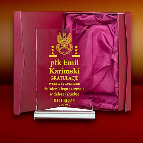 Ekskluzywny Grawerowany Obelisk Dyplom w Ozdobnym Etui - Idealny na Jubileusz lub Awans dla Żołnierza Pułkownika Generała Kapitana Komandora 0277W56b.jpg