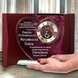 Statuetka nagroda podziękowanie SERCE z ZEGAREM dla Księdza Proboszcza Biskupa Prałata - podziękowanie za posługę od Parafian - odejście na emeryturę 0274W52b.jpg