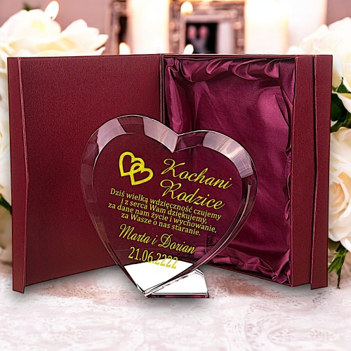 Piękne serce 15x15 cm Podziękowanie dla Rodziców Mamy Taty Prezent Rocznicowy na Wesele Podziękowania