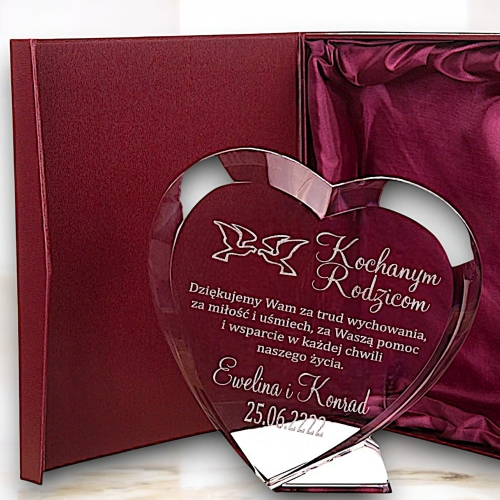 Wyrafinowana grawerowane SERCE podziękowania dla rodziców prezent na urodziny Rocznicę Ślubu Jubileusz od Dzieci Wesele