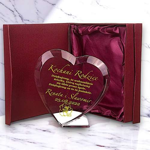 Grawerowane Serce 15x15 cm Szykowny Prezent dla Rodziców Podziękowania na Wesele Ślub 1-99 Rocznicę Ślubu Jubileusz
