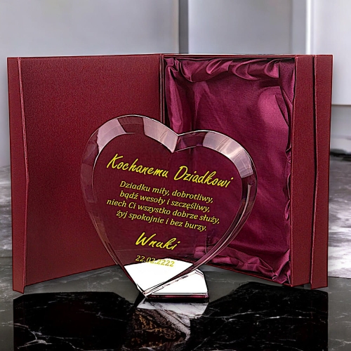 Piękny prezent na Dzień Dziadka 1-99 Urodziny Upominek Serce Grawerowane z etui w cenie