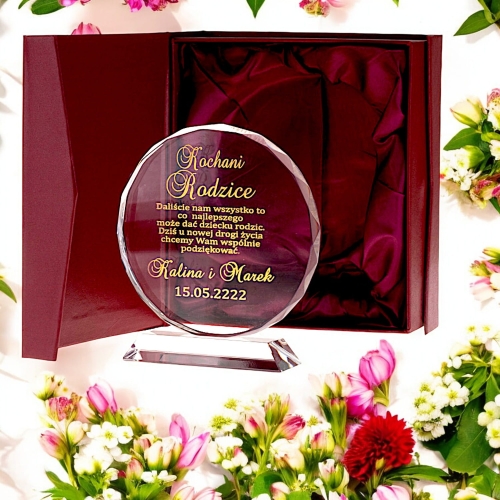 Grawerowany kryształ okrągły prezent upominek dla rodziców wesele ślub WALENTYNKI jubileusz rocznica ślubu dla mamy taty dzień matki ojca babci dziadka 0128m.jpg