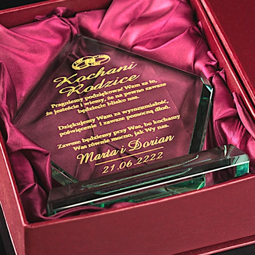 Szklana statuetka z grawerem i złoceniem podziękowania dla rodziców prezent na 18 20 25 30 35 40 45 50 55 60 65 70 75 80 85 90 95 100 urodziny jubileusz rocznica rodziców dziadków 0263b.jpg