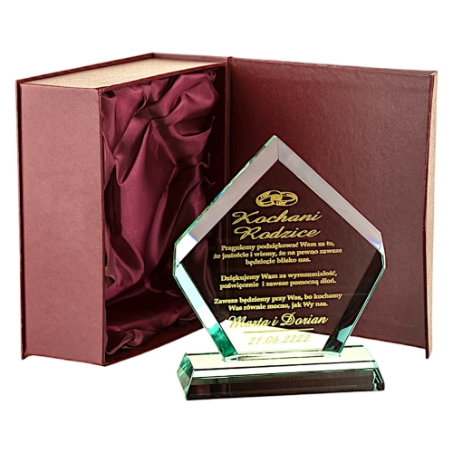 Szklana statuetka z grawerem i złoceniem podziękowania dla rodziców prezent na 18 20 25 30 35 40 45 50 55 60 65 70 75 80 85 90 95 100 urodziny jubileusz rocznica rodziców dziadków 0263d.jpg