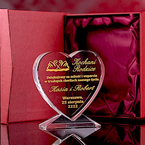 Grawerowany kryształ serce ze złoceniem prezent dla rodziców Dziadków Świadków Chrzestnych Dzień Babci Dziadka Matki Ojca Walentynki  0130d.jpg